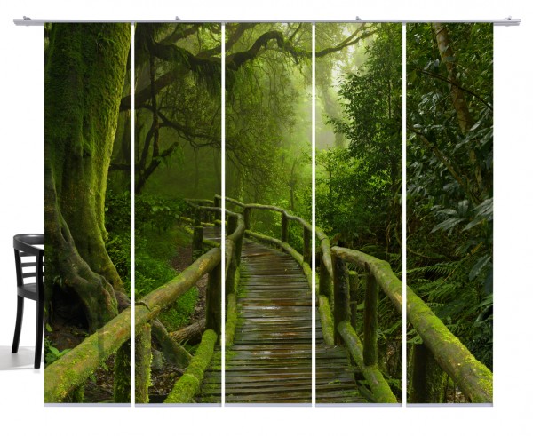 Fernwehkollektion Jungle Bridge grün Flächengardine 5-teiliges Set